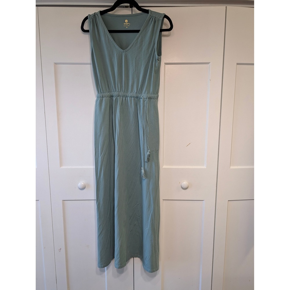 Spartina 449 Women Sage Green Cotton Tassel Drawstring Maxi Dress XS